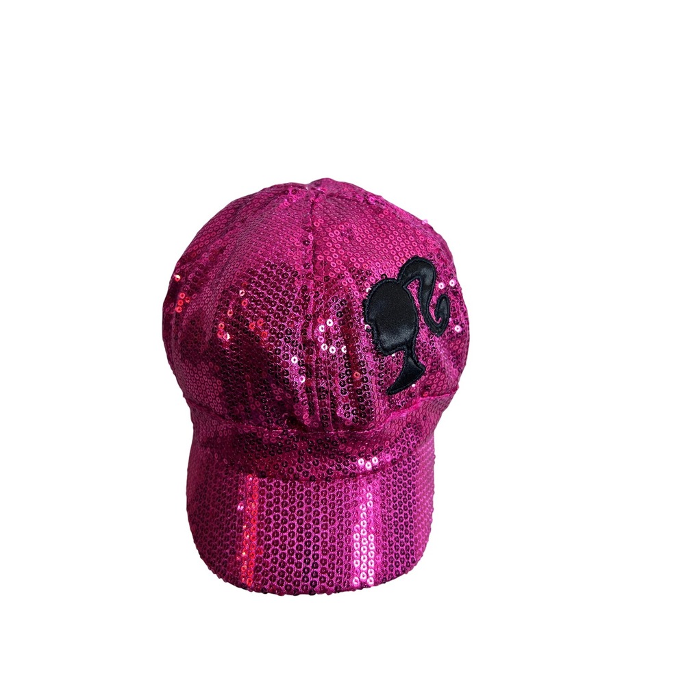 Barbie Baseball Cap Girls Pink Sequin Black Logo Mattel Hat Kids